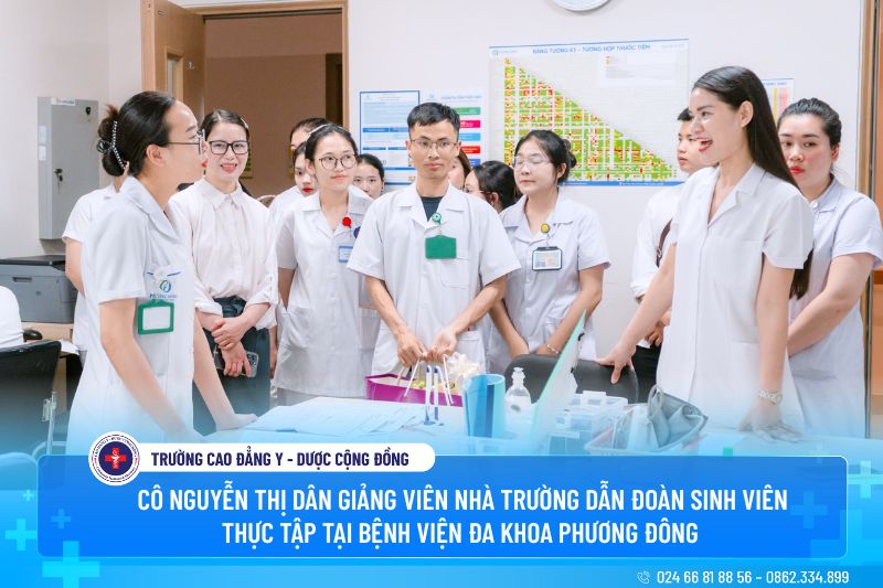 Sinh viên nhà trường đi thực tập tại bệnh viện đa khoa Phương Đông